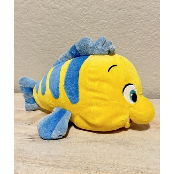 Disney Store Little Mermaid Flounder Plush Stuffed Animal Toy 9” Genuine Stamped - Picture 2 of 5